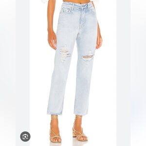 GRLFRND x LPA Kiera in vintage light blue jeans